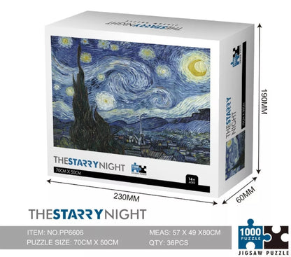 Rompecabezas Funny Land Starry Night Van Gogh 1000 Piezas 70x50cm